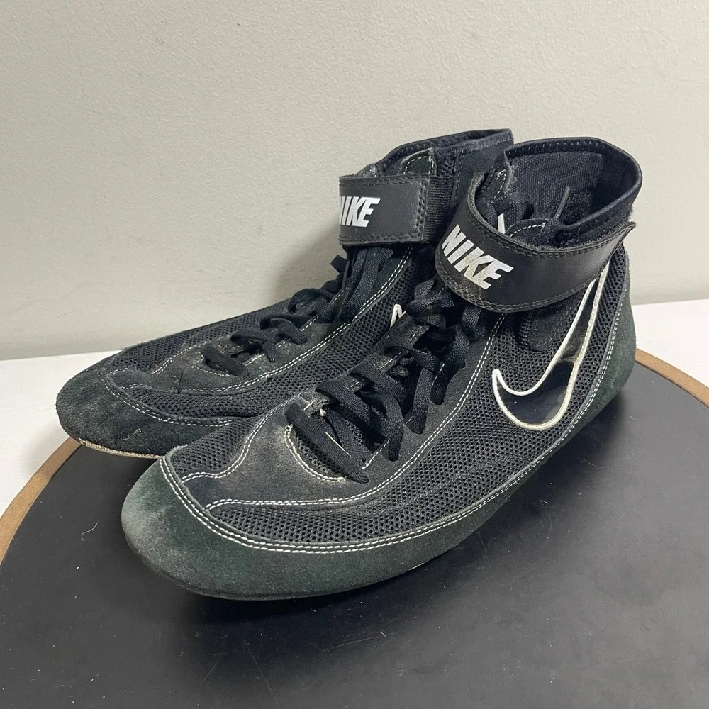 Nike Takedown 4 Wrestling Shoes Men 11.5 High Top Black White Suede Athleisure